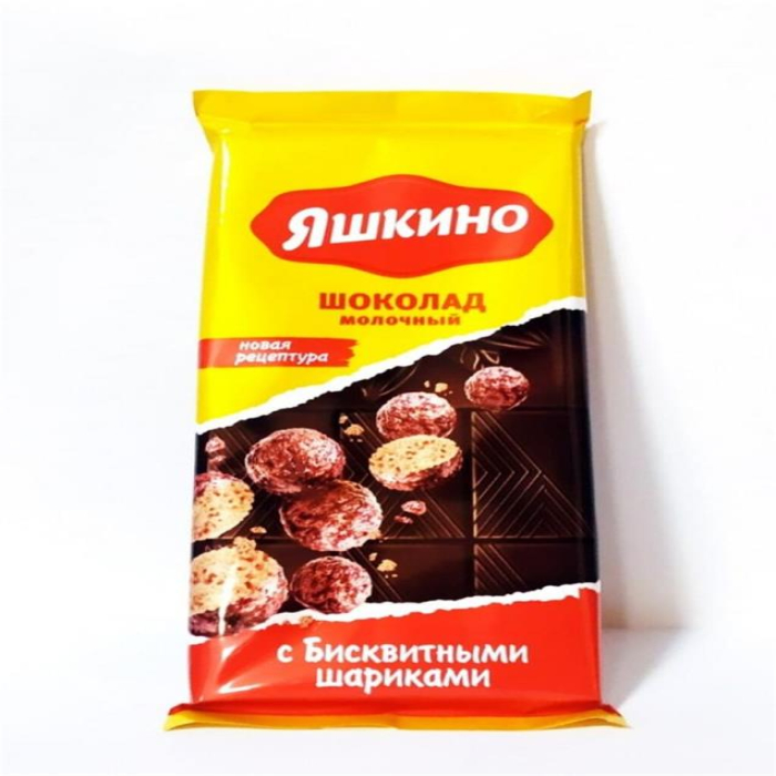 Плиточный шоколад ЯШКИНО с биксвитными шариками 90гр