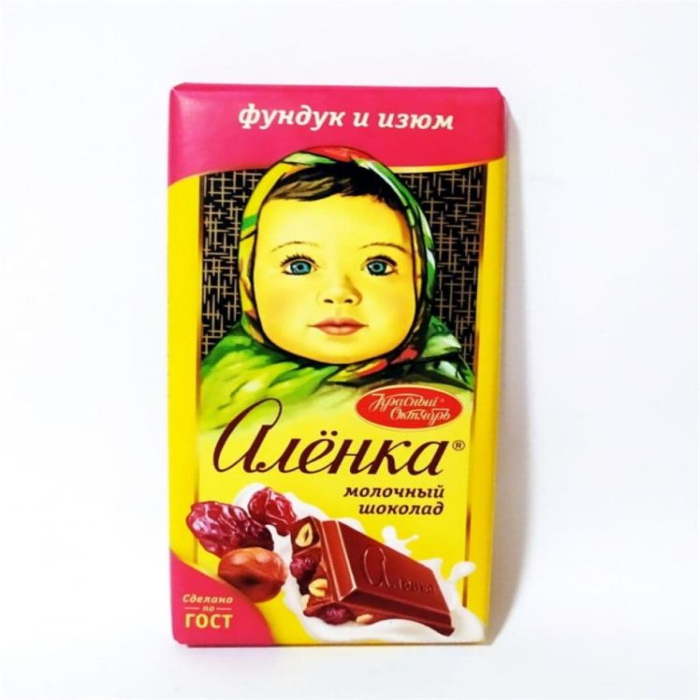 Шоколадная плитка АЛЁНКА Фундук и изюм 90гр