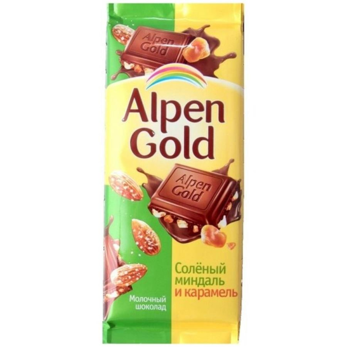 Шоколадная плитка ALPEN GOLD соленый миндаль 90гр