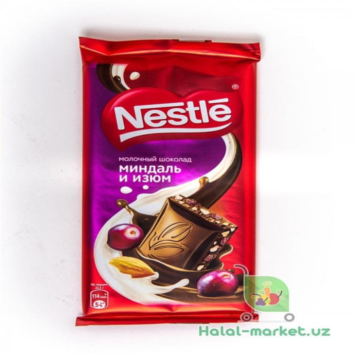 Шоколадная плитка NESTLE Миндаль и Изюм 90гр