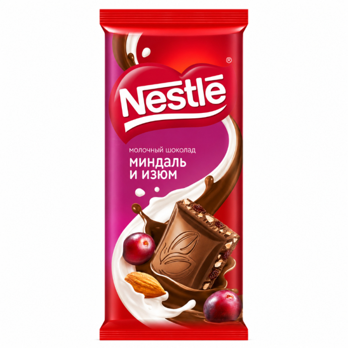 Шоколадная плитка NESTLE Миндаль и Изюм 90гр