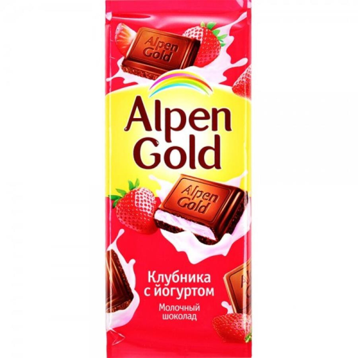 Шоколадная плитка ALPEN GOLD АКЦИЯ Клубника 170гр