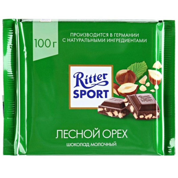 Шоколад RITTER SPORT лесной орех 100гр