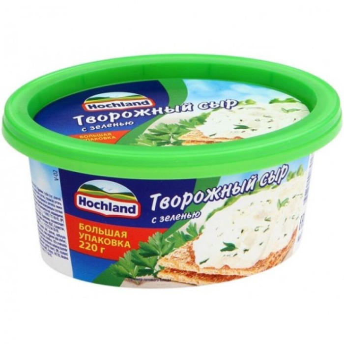 Сыр Творожный HOCHLAND 220гр с зеленью