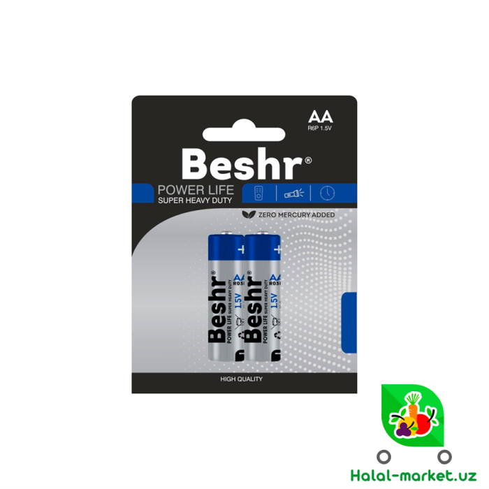 Батарейки Beshr POWER LIFE AAA R6P 1.5v 2шт