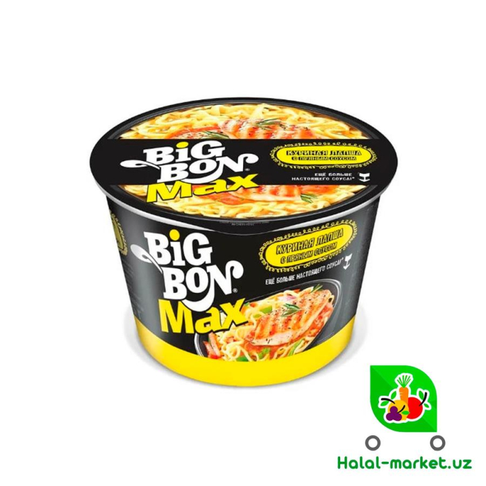 Лапша BIG BON MAX Куриная+с пряным соусом 95гр Пл/б