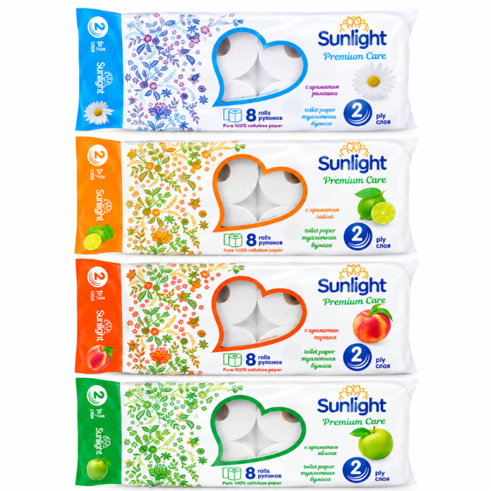 Туалетная Бумага SUNLIGHT 2слоя/8 рулонов
