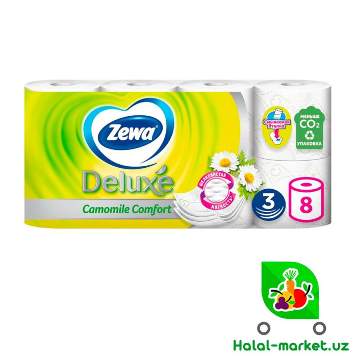 Туалетная бумага ZEWA DELUXE Ромашка 3слоя 8рул