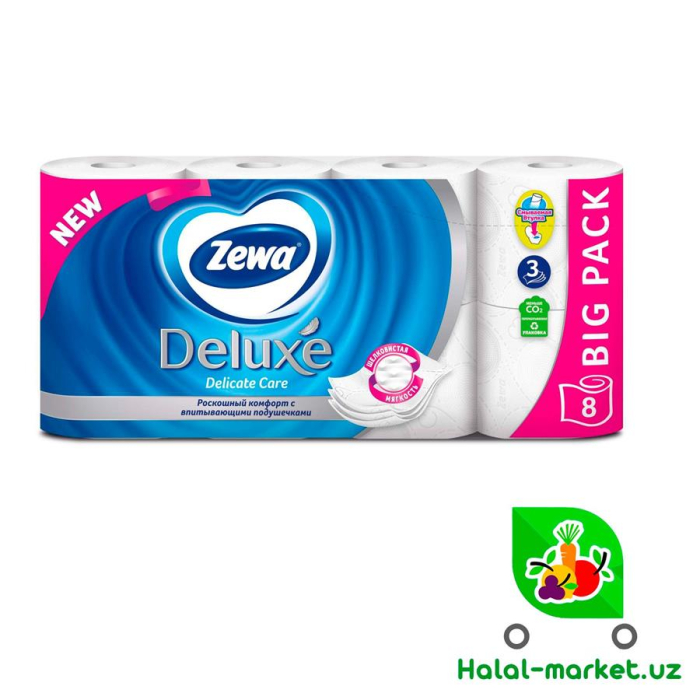 Туалетная бумага ZEWA DELUXE Delicate Care 3слоя 8рул