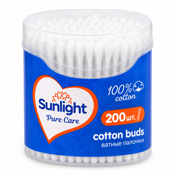 Ватные палочки SUNLIGHT 200шт пл/б