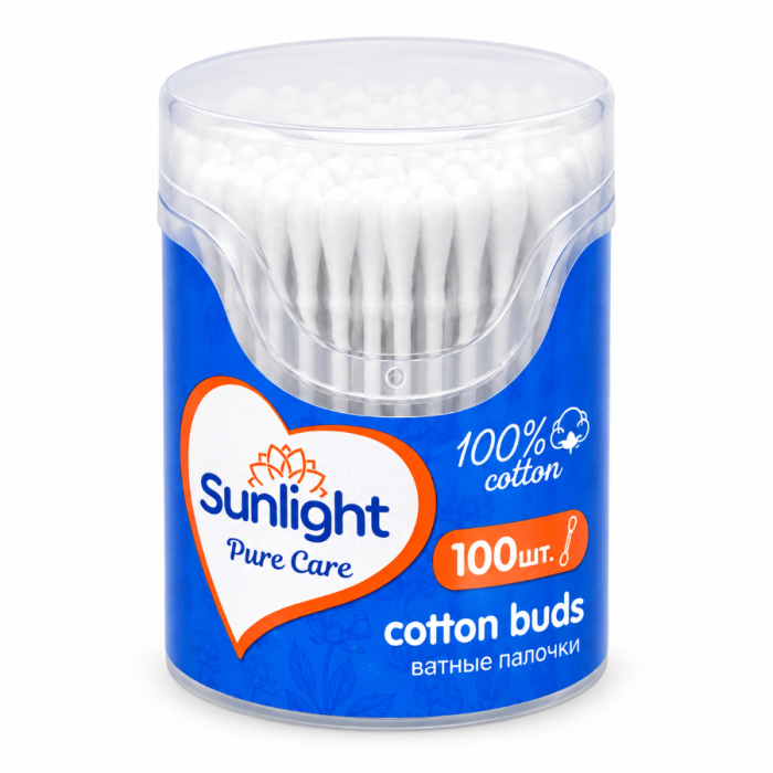 Ватные палочки SUNLIGHT 100шт пл/б