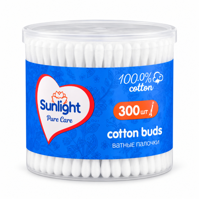 Ватные Палочки SUNLIGHT 300шт Пл/Б
