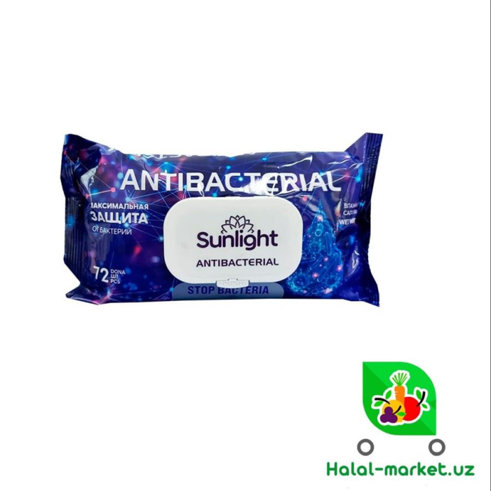 Влажные салфетки SUNLIGHT ANTIBACTERIAL 72 шт