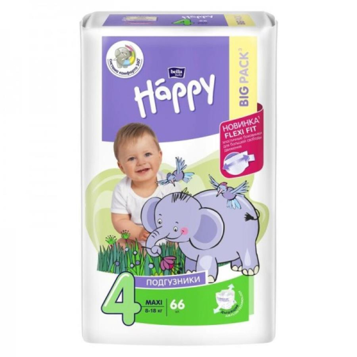 Подгузники HAPPY MAXI 4/66шт