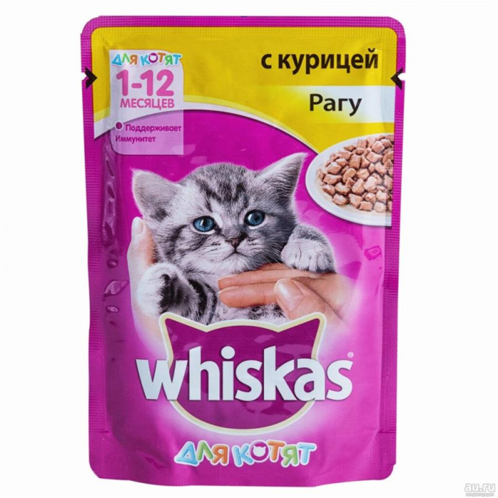 Корм ддля котят Whiskas курица с рагу 85гр