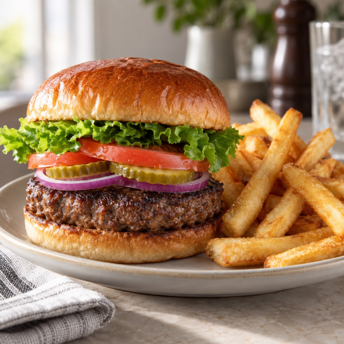 A classic hamburger