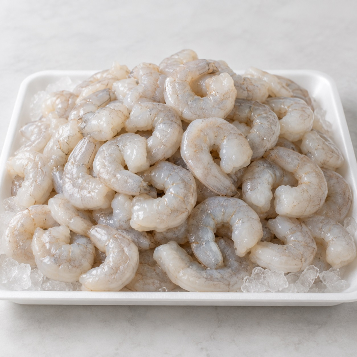 Amazon Fresh Brand, Raw Medium Peeled & Deveined Tail Off Shrimp Frozen, Responsibly Sourced, Phosphate Free, 1 kg, (41-50 Count/Pound)
