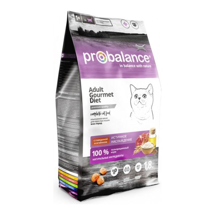 Probalance Adult Gourmet Diet для взрослых говядина, ягненок 1.8 кг 4640011982641