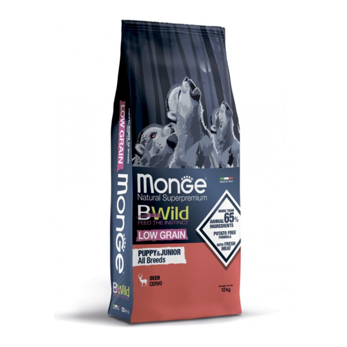 Monge BWild Low Grain Оленина для щенков всех пород 12 кг - 8009470011891