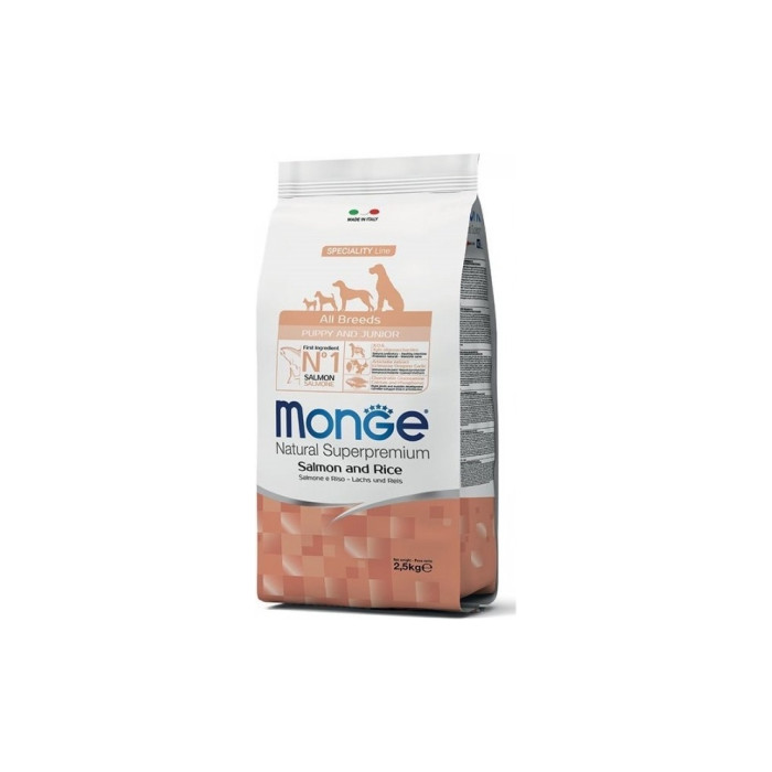 Monge DOG BREEDER P&J SALMON & RICE для щенков и юниоров лососем с рисом 15 кг - 8009470080989