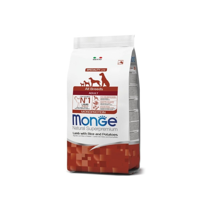 Monge Lamb с ягненком, рисом и картофелем для взрослых 15 кг - 8009470006354