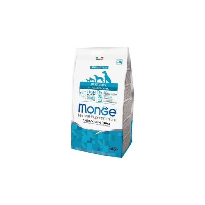 Monge Hypoallergenic Лосось и тунец для взрослых всех пород склонных к аллергии 15 кг - 8009470006439