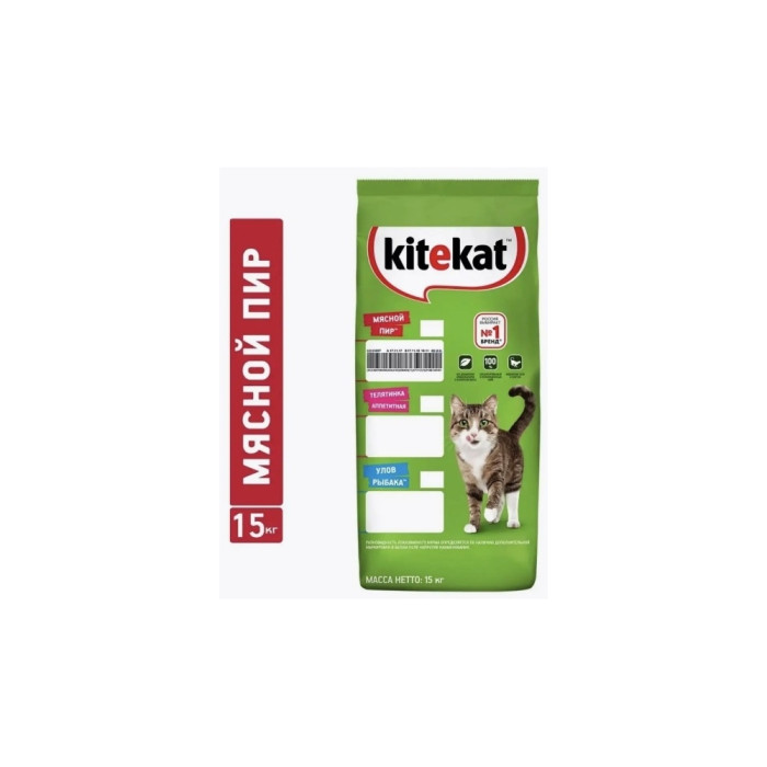 Корм Kitekat Мясной пир мясное ассорти 15 кг 4607065373337