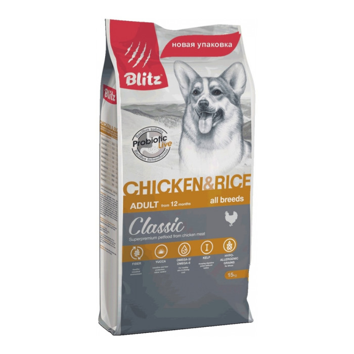 BLITZ Classic Chicken&Rice курица и рис 15 кг 4627079680719