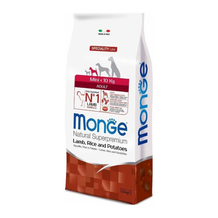 Monge Mini Adult Ягненок с рисом и картофелем для взрослых мелких пород 7.5 кг 8009470011556