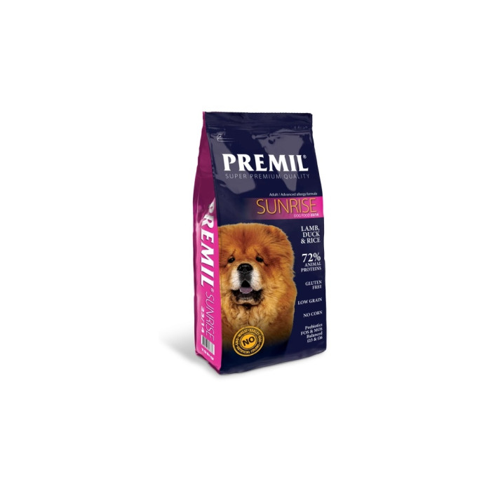 PREMIL Sunrise Ягненок, утка и рис для взрослых всех пород 15 кг - AZ00146
