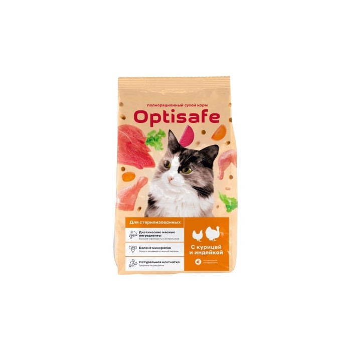 Корм Optisafe для стерилизованных курица, индейка 10 кг - V01464