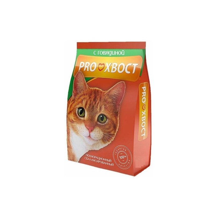 Корм PROХВОСТ сухой для кошек, говядина, 1кг (1217) говядина 0.8 кг 4640011981781