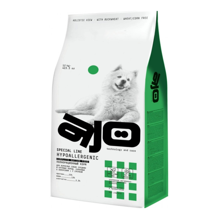 AJO Special Line Hypoallergenic для взрослых средних и крупных пород 12 кг - 4630169560563