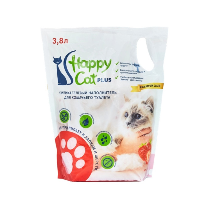 Happy Cat Клубника силикагелевый впитывающий 3.8 л-удалить