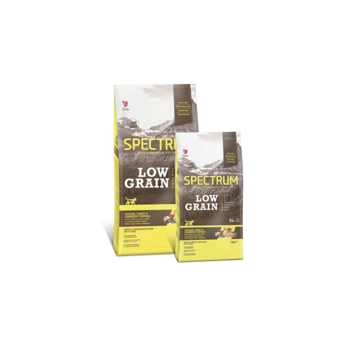 Корм SPECTRUM Low Grain Kitten для котят курица, индейка, клюква 12 кг - SPL-066