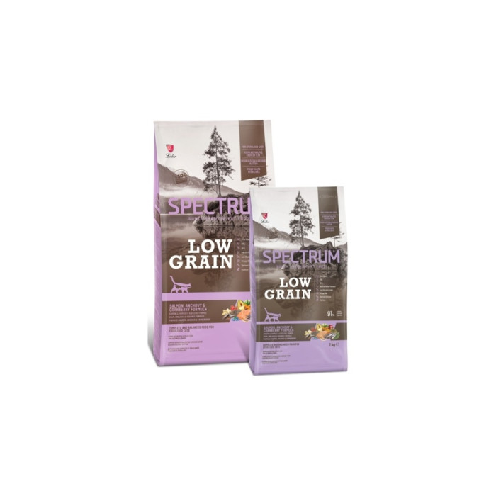 Spectrum Low Grain Adult Sterilised Cat Food Salmon & Anchovy & Cranberry анчоусы, лосось, клюква 12 кг - SPL-069