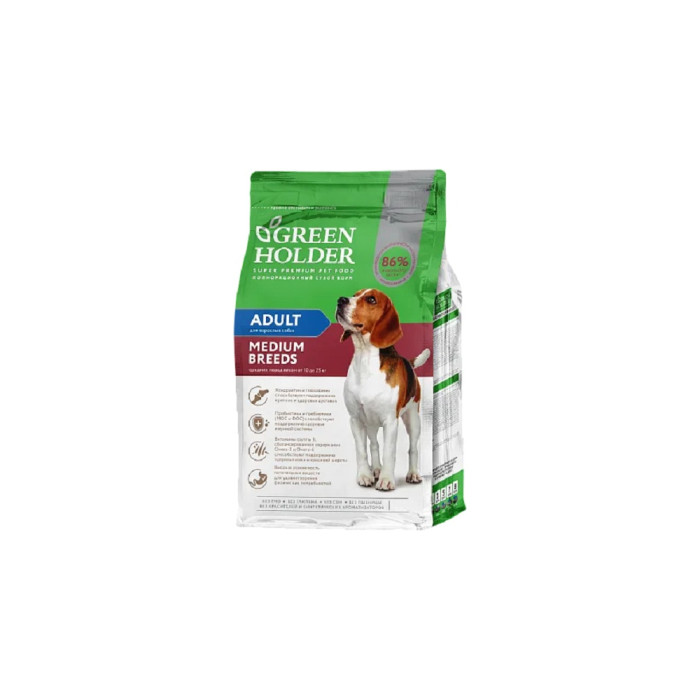 Корм Green Holder Adult Medium Breeds для взрослых средних пород 10 кг - AZ00287