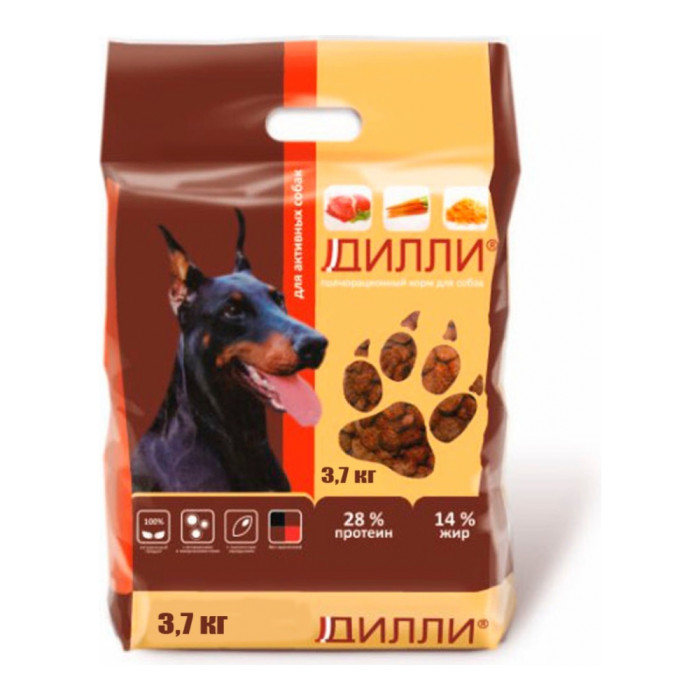 Дилли с говядиной для активных взрослых всех пород 3.7 кг - V00059
