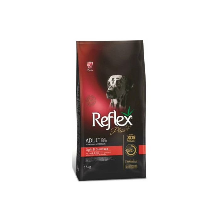 Reflex Plus Light&Sterilised Ламба риспен ересектерге арналған орташа және ірі тұқымдар 15 кг - RFX-209