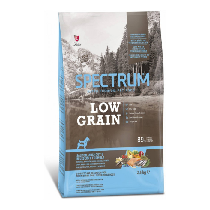 Spectrum Low Grain Mini and Small Adult Salmon, Anchovy and Blueberry Лосось, анчоусы и черника для взрослых мелких пород 2.5 кг SPL-003