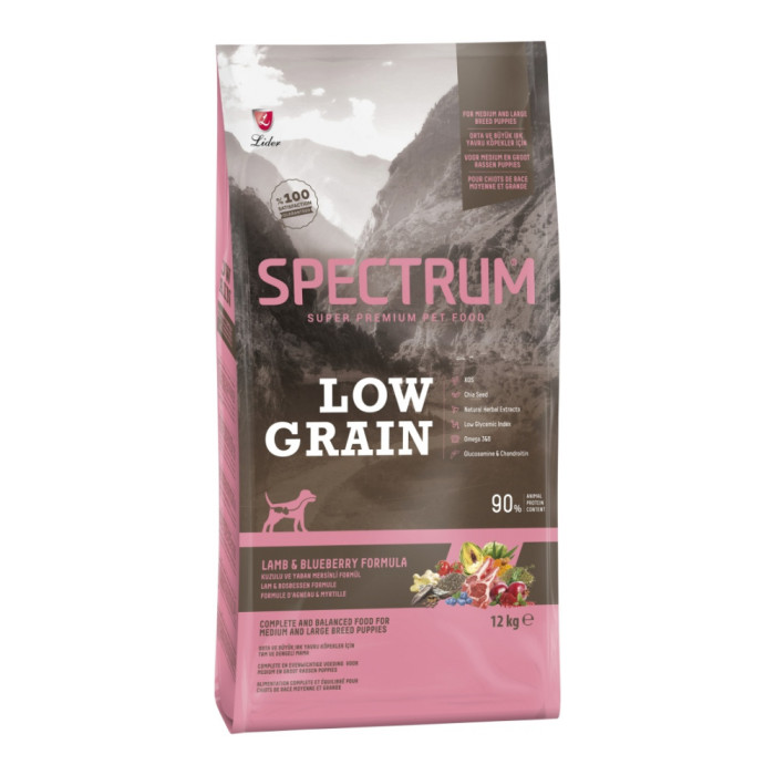 SPECTRUM Low Grain Medium and Large Puppy Баранина и черника для щенков средних и крупных пород 12 кг - SPL-014