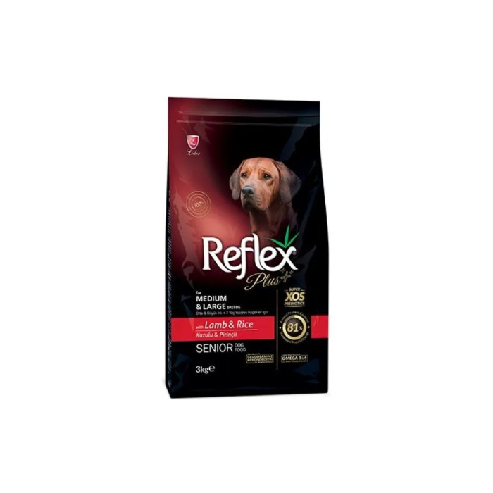 Reflex Plus Medium&Large Senior қой еті мен күрішпен үлкен және орташа тұқымды қарттар үшін 3 кг - RFX-107