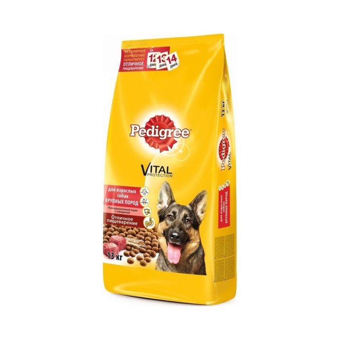 Корм Pedigree с говядиной для взрослых крупных пород 13 кг 4607065002589