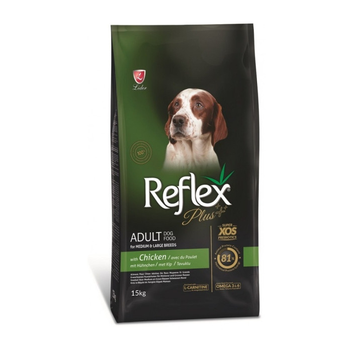 Reflex Plus Adult Dog Medium & Large Chiken Курица для взрослых средних и крупных пород 15 кг RFX-203 - RFX-203