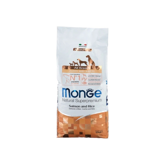 Monge All Breeds Puppy&Junior Salmone для щенков лосось 12 кг - 8009470011211