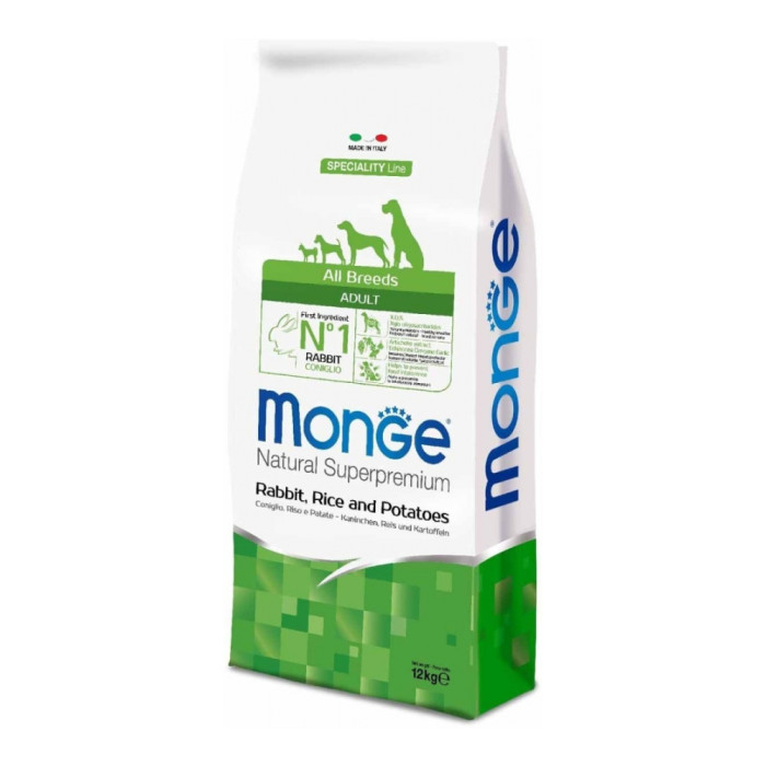 Monge All Breeds Adult Кролик с рисом и картофелем для взрослых всех пород 12 кг - 8009470011150