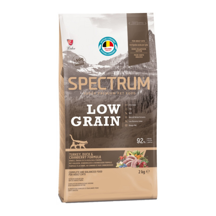 SPECTRUM Low Grain Adult для взрослых индейка, утка, клюква 2 кг AZSP-1