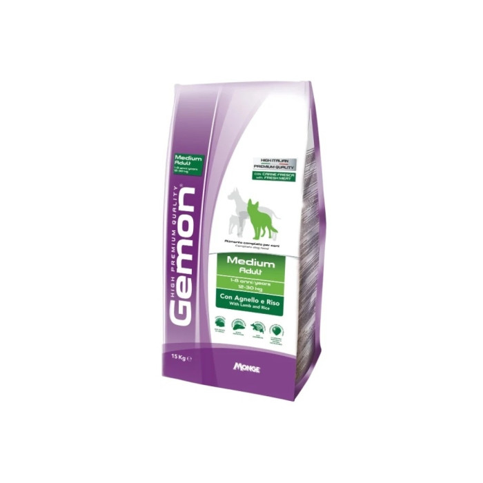 Gemon Medium Adult Ягненок с рисом для взрослых средних пород 15 кг