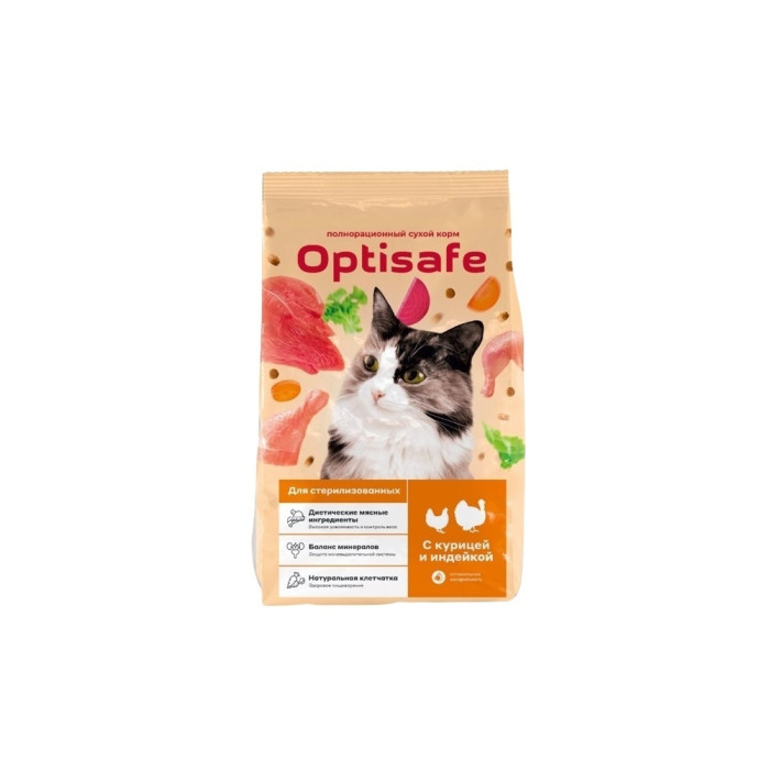Корм Optisafe для стерилизованных курица, индейка 1.3 кг - V01466