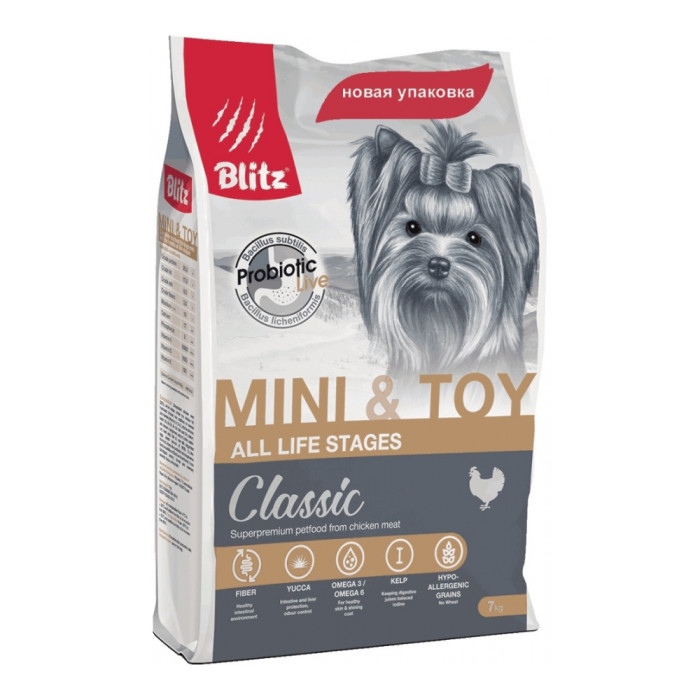 BLITZ Classic Mini&Toy для мелких пород курица 7 кг 4627079680597